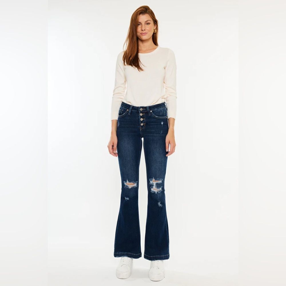 KanCan Jaden Mid Rise Flare Jeans Petite NWT Distressed Flare Jeans Size 9